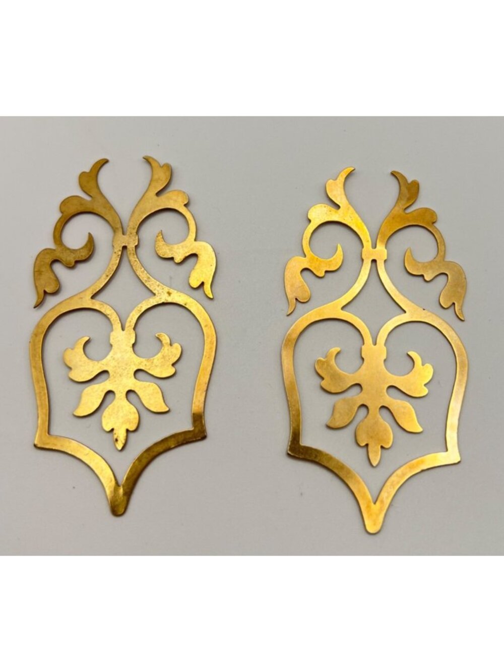 Vintage MMA Metropolitan Museum Of Art Brass Scroll Bookmarks Matching Pair 3"